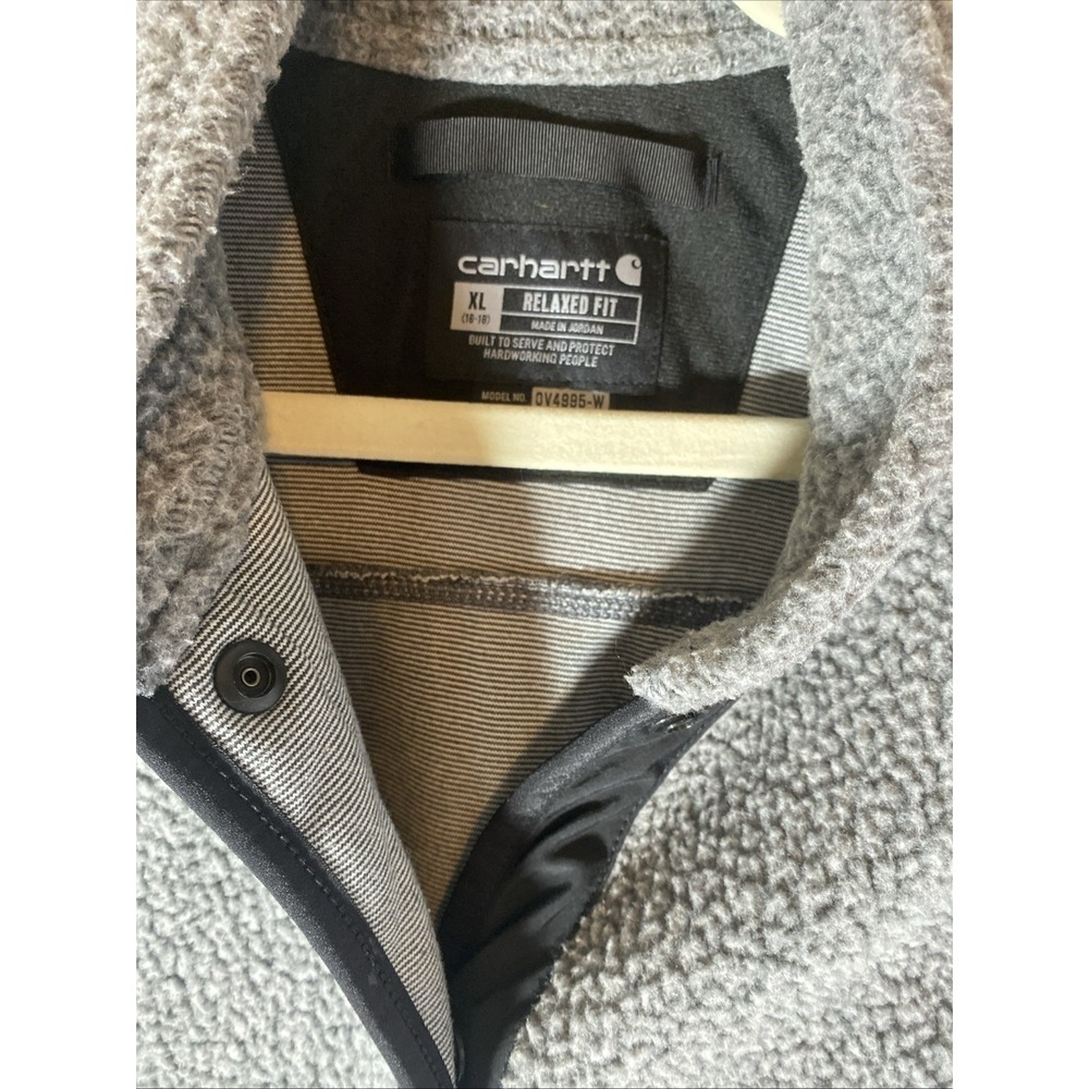 Carhartt Gray Sherpa Fleece Vest with Black Trim-Womens - Picture 4 of 5